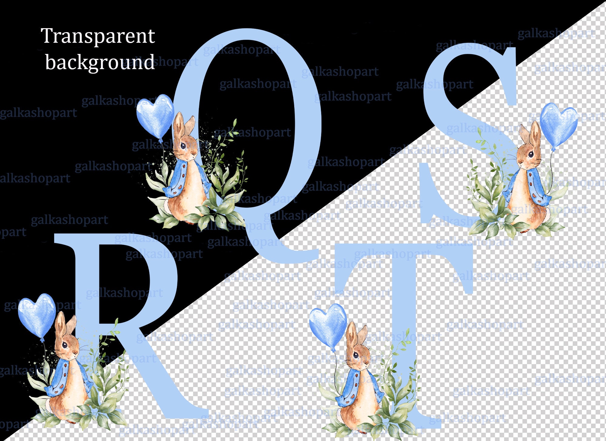 Peter Rabbit Sign Abc Peter Rabbit Blue Alphabet Clipart: Set of 26 Individual Letters With ...