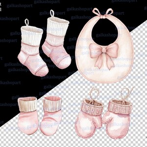 Pink Baby Girl Clipart Set: Watercolor Nursery Decor, Stroller, Toys ...