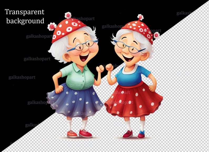 Funny Grandma Clipart Bundle PNG: Cute Senior Lady Characters, Colorful ...