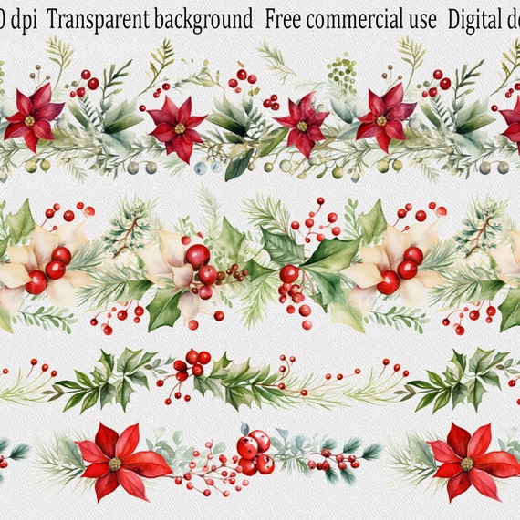 Red Border Clear Floral Wrapping Paper - 20 Sheets