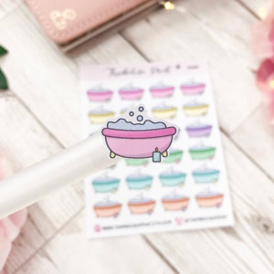 Bath Planner Stickers | Decorative & Functional Planning | Bath Icon | Mini Icons | Me Time | Relax | Unwind