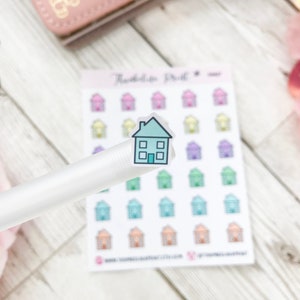 Huisplanner Stickers | Decoratieve & Functionele Planning | Verhuizen | Huis Renovaties | Mini Iconen | Icon Stickers | Pastel Huizen