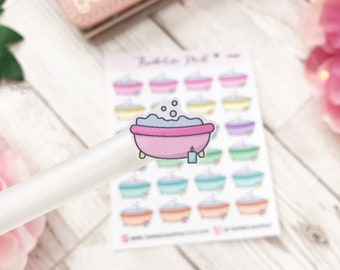 Bath Planner Stickers | Decorative & Functional Planning | Bath Icon | Mini Icons | Me Time | Relax | Unwind