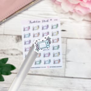 Floral TV Icon Planner Stickers | Decorative & Functional Planning | Television | TV | Pastel | Floral