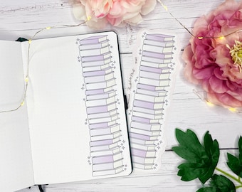 Purple Book Stack Vertical Page Runner Sticker | Decorative & Functional Planning | Reading Journal Sticker | Long Sticker | Book Log