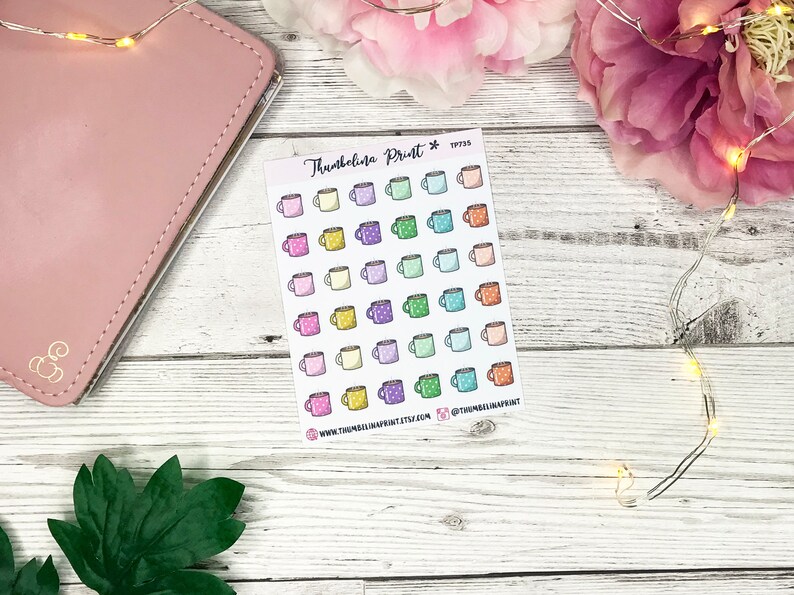 Mug Icon Planner Stickers Decorative & Functional Planning Drink Stickers Hot Drinks Tea Coffee Hot Drink Stickers image 3