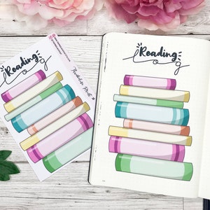 Book Stack Reading Log Sticker | Decorative & Functional Planner | Bullet Journal | Book Log | Reading Tracker | Notes Page