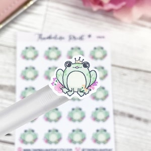 Frosch mit Blumen Sticker | Dekorative & funktionale Planung | Frosch | Kawaii | Frosch Sticker | Kawaii Aufkleber | Icon Sticker