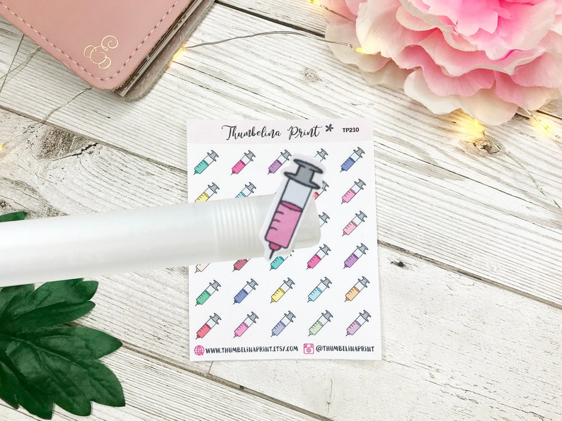 Syringe Planner Stickers Decorative & Functional Planning Medication Jabs Injections Diabetes Mini Icons Icon Stickers image 1