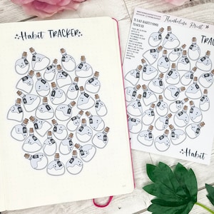 Pociones mágicas de 31 días: rastreador de estado de ánimo y hábitos / Planificador decorativo y funcional / Diario / Rastreador de hábitos / Rastreador de estado de ánimo / Página de notas