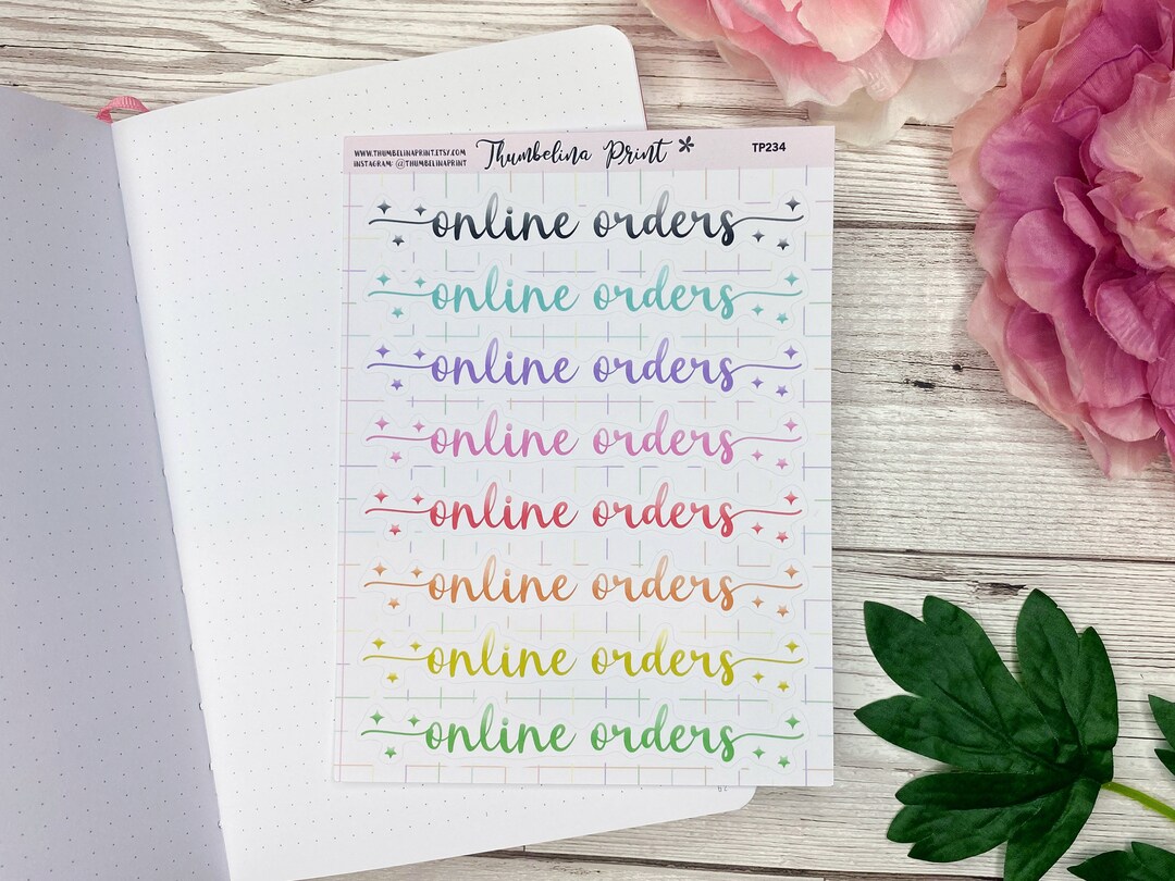 Online Orders Rainbow Script Planner Stickers | Decorative & Functional ...