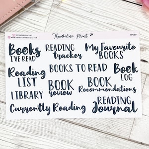 Dagboekkoppen en titelplannerstickers lezen | Decoratieve en functionele planning | Lezen | Boeken | Boekendagboek | Dagboek | Boekenlogboek
