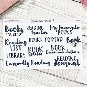 Reading Journal Headers And Title Planner Stickers | Decorative & Functional Planning | Reading | Books | Book Journal | Journal | Book Log