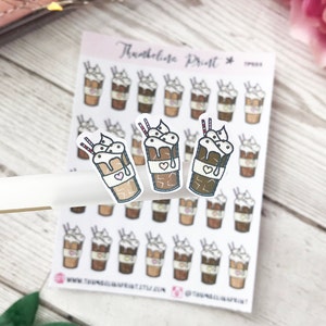 Pegatinas para planificador de bebidas heladas / Planificación decorativa y funcional / Café helado / Pegatinas para bebidas / Frappuccino / Mini iconos / Pegatinas con iconos
