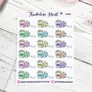 Popcorn And Film Real Icon Planner Stickers | Decorative & Functional Planning | Film Night | Cinema | Movies | Movie Night