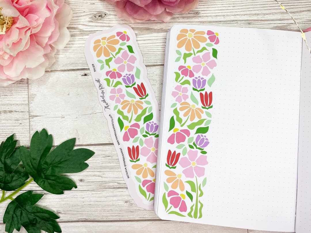 Abstract Florals Vertical Page Runner Sticker | Decorative & Functional ...