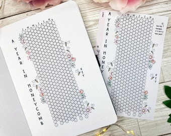 Year In Honeycomb Planner Stickers | Bullet Journal | Notes Pages | Decorative & Functional Planning | Year At A Glance | Yearly Tracker