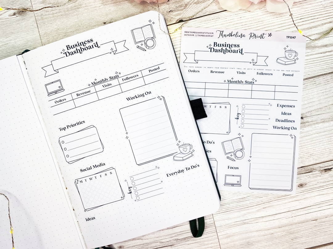 Business Dashboard Planner Stickers | Decorative & Functional Planning ...