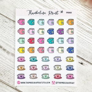 Tea and Coffee Planner Stickers Decorative & Functional Planning Hot Drinks Coffee Monday Tea Stickers Icon Stickers Mini Icons image 1