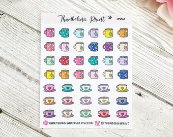 Tea and Coffee Planner Stickers | Decorative & Functional Planning | Hot Drinks | Coffee Monday | Tea Stickers | Icon Stickers | Mini Icons