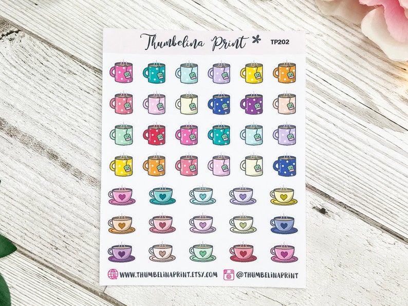 Tea and Coffee Planner Stickers Decorative & Functional Planning Hot Drinks Coffee Monday Tea Stickers Icon Stickers Mini Icons image 1