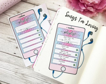 Phone/Music Player Playlist Tracker Bullet Journal Decorative And Functional Planner Sticker