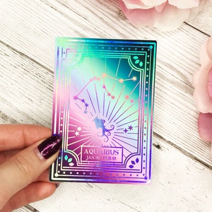 Aquarius Holografische Folie Matrijs Gesneden Constellatie Sticker | De | van de dierenriem Astrologie | Constellatie | Hemelse | Folie sticker | Holografisch Zilver