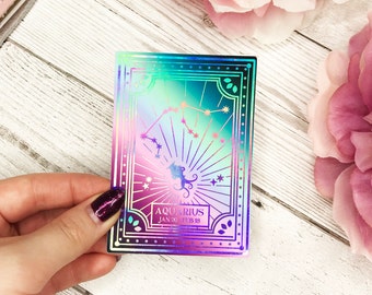 Aquarius Holografische Folie Matrijs Gesneden Constellatie Sticker | De | van de dierenriem Astrologie | Constellatie | Hemelse | Folie sticker | Holografisch Zilver