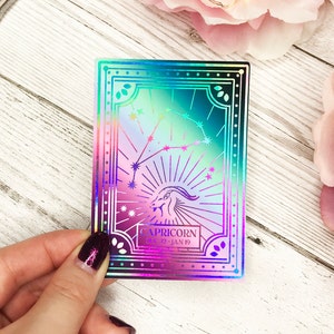 Steenbok Holografische Folie Die Cut Constellation Sticker | De | van de dierenriem Astrologie | Constellatie | Hemelse | Folie sticker | Holo Zilver