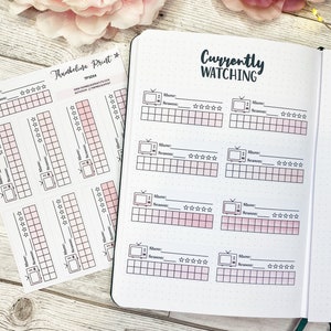 TV Show Tracker Planner Stickers in Dusky Pink | Decorative & Functional Planning | TV Series | Television | Journal Stickers