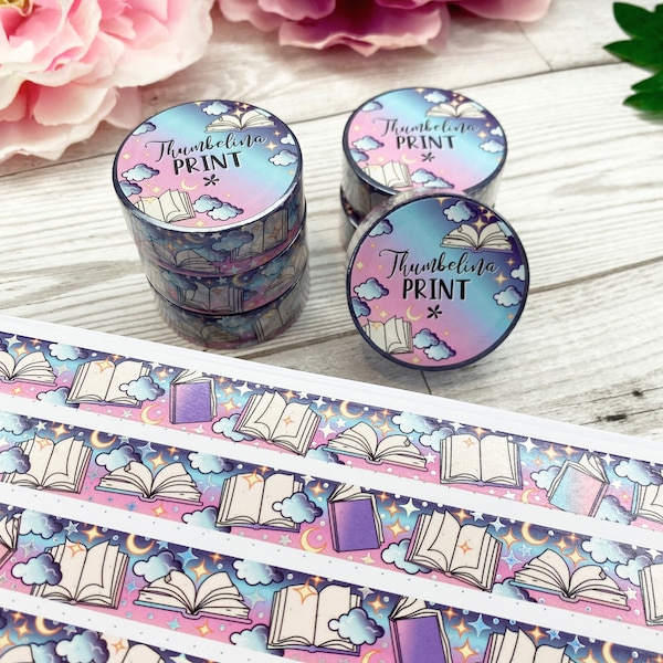 Midnight Reading Holographic Foil Washi Tape | Decorative & Functional Planning | Decorative Tape | Paper Tape | Stars | Reading | Books