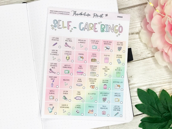 Self Care Bingo Planner Sticker| Decorative & Functional Planning | Self Care | Bingo | Me Time | Relax