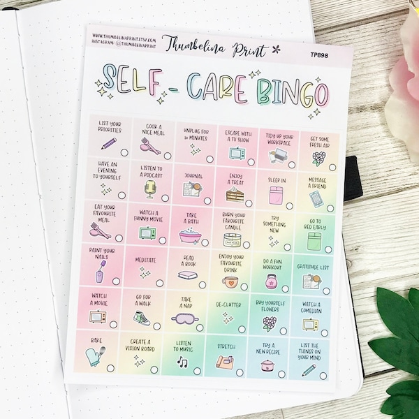 Self Care Bingo Planner Sticker| Decorative & Functional Planning | Self Care | Bingo | Me Time | Relax