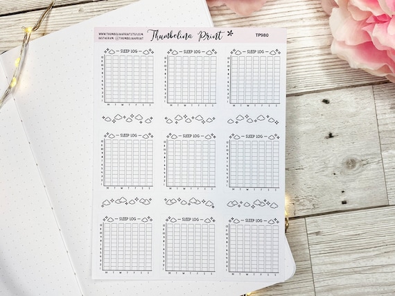 Weekly Sleep Log Planners Sticker | Journal | Decorative & Functional Planning | Sleep Tracker | Weekly Tracker | Sleep Log