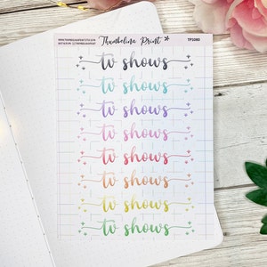 TV Shows Rainbow Script Planner Stickers | Decorative & Functional Planning | Journal Stickers | Script Stickers | Title Stickers | Headers
