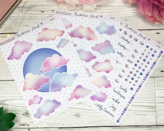 Whimsical Clouds Journal Theme Kit | Decorative & Functional Planning | Journal Stickers | Journal Theme | Decorative Stickers