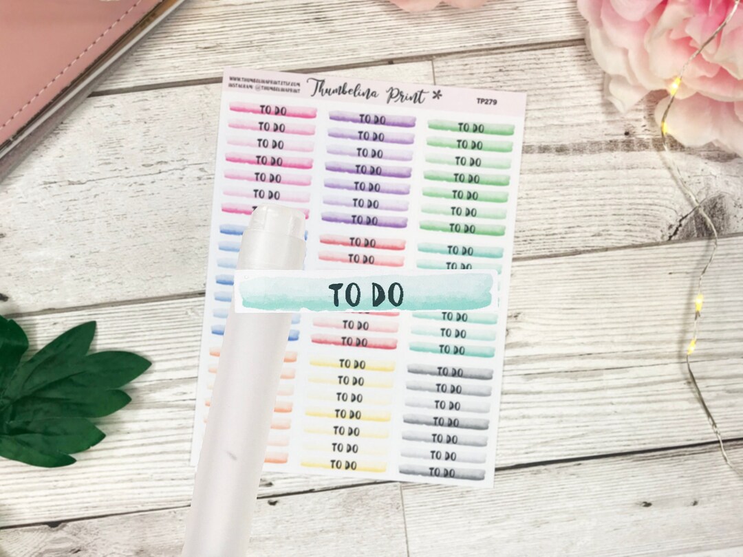 To Do Watercolour Script Planner Stickers Decorative & Functional ...