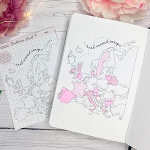 Read Around Europe Map Journal Sticker | Planner | Decorative & Functional Planning | Reading Journal | Book | Challenge | Journal Prompt