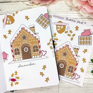 Titelpagina peperkoek bakken | Decoratieve en functionele planning | Dagboekstickers | Tijdschriftthema | Decoratieve stickers