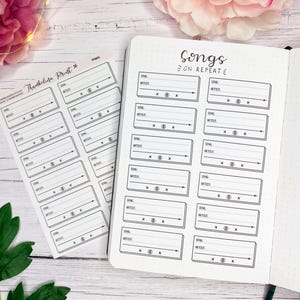 Plannerstickers afspeellijst | Decoratieve en functionele planning | Zwart-wit | Muziek | Afspeellijststickers | Bulletjournaal | Journaal