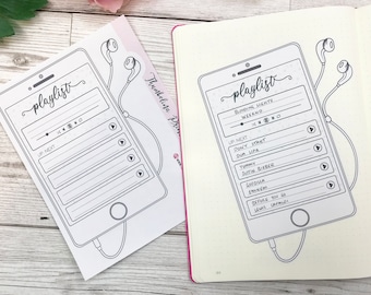Phone/Music Player Playlist Tracker Bullet Journal Sticker | Music Tracker | Playlist Stickers | Music Sticker | Phone Sticker | Notes Page