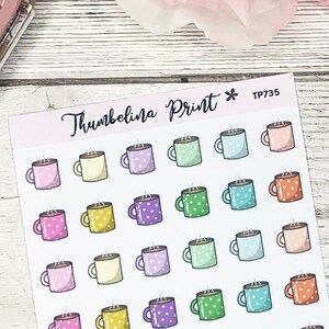 Mug Icon Planner Stickers Decorative & Functional Planning Drink Stickers Hot Drinks Tea Coffee Hot Drink Stickers image 4