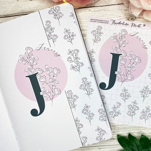 Adesivos para planejador de página de título floral com círculo de janeiro | Planejamento decorativo e funcional | Diário de marcadores | TN | Página de título aberta