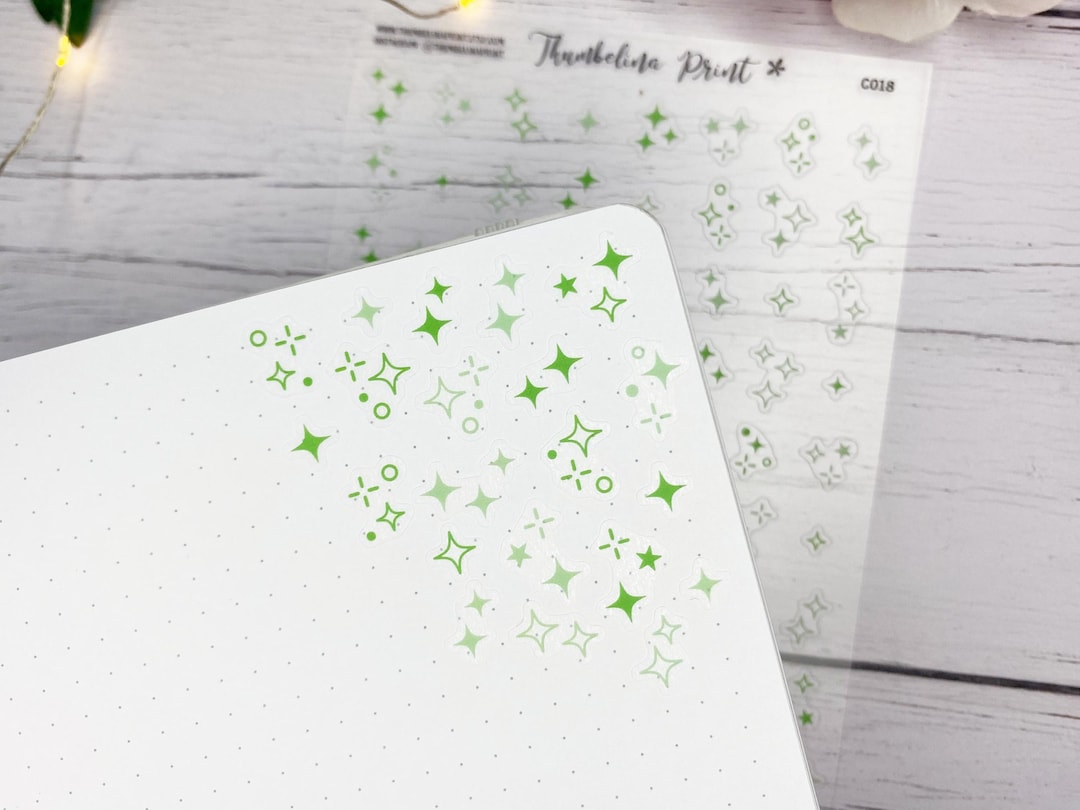 Green Star Cluster Transparent Stickers | Decorative & Functional ...