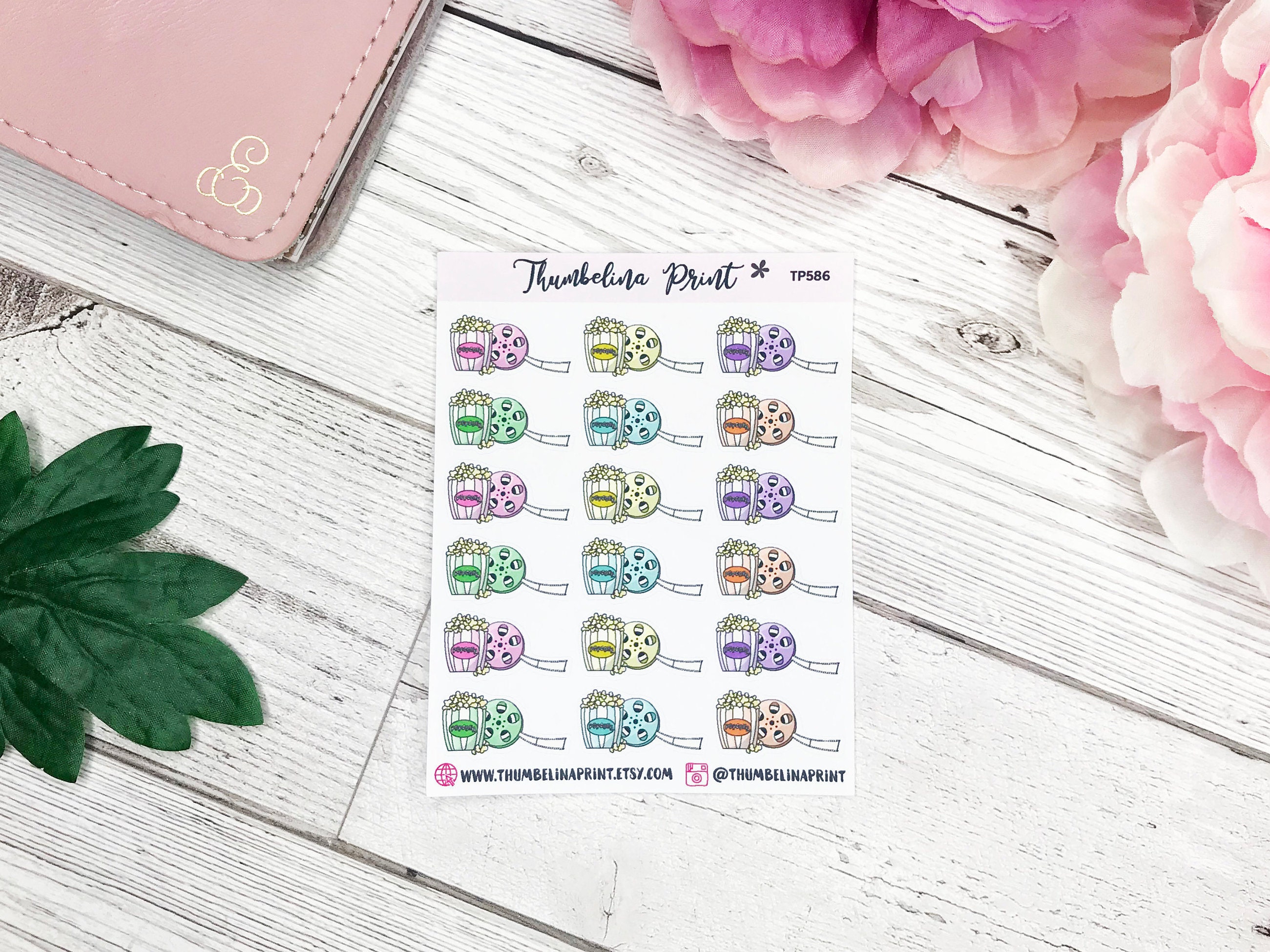 Popcorn and Film Real Icon Planner Stickers | Decorative & Functional ...