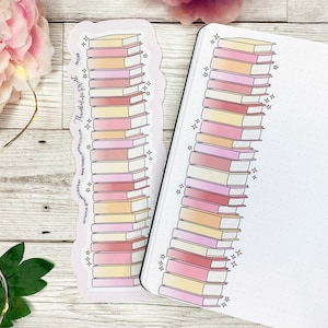 Warm Toned Book Stack Vertical Page Runner Sticker | Decorative & Functional Planning | Journal Sticker | Long Sticker| Vertical Page Runner