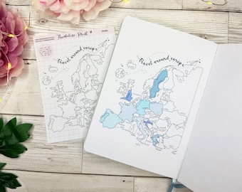 Pegatinas para mapas de viajes por Europa / Planificador / Planificación decorativa y funcional / Diario de viajes / Reto / Registro de viajes