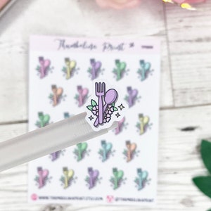 Cutlery Planner Stickers | Decorative & Functional Planning | Food | Eat | Pastel | Doodle Stickers | Icon Stickers