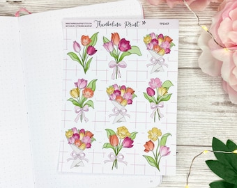 Pegatinas decorativas de tulipanes / Planificación decorativa y funcional / Pegatinas / Tema de diario / Pegatinas decorativas