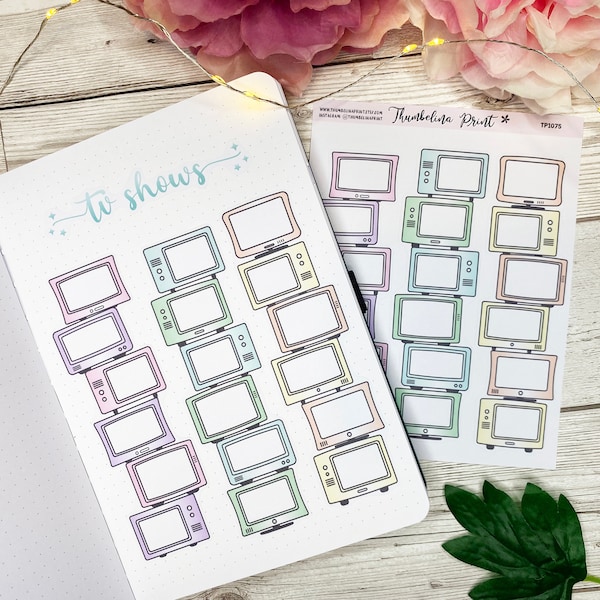 TV Towers Planner Stickers | Journal | Notes Page | Decorative & Functional Planning | TV Log | TV Stack| Television Series Tracker